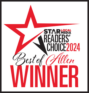 Red and black star logo with text: Star Local Media Readers Choice 2024, Best of Allen Winner on a white background.